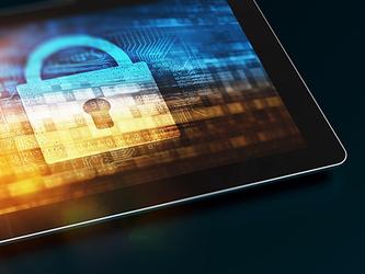 Tablet screen containing padlock data graphic
